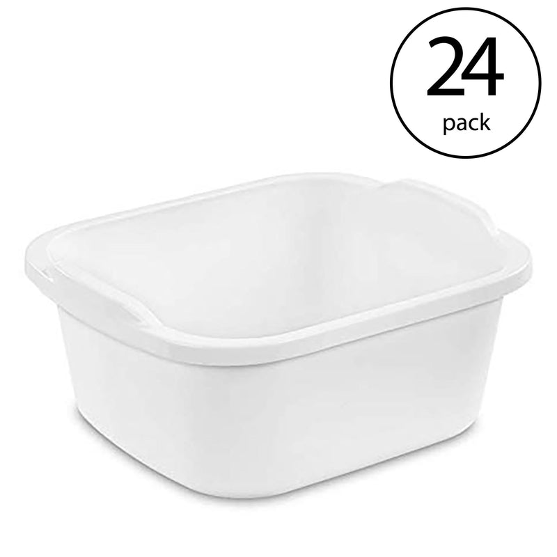 Sterilite Durable Reinforced Plastic 12 Quart Kitchen Dishpan, White (24 Pack)