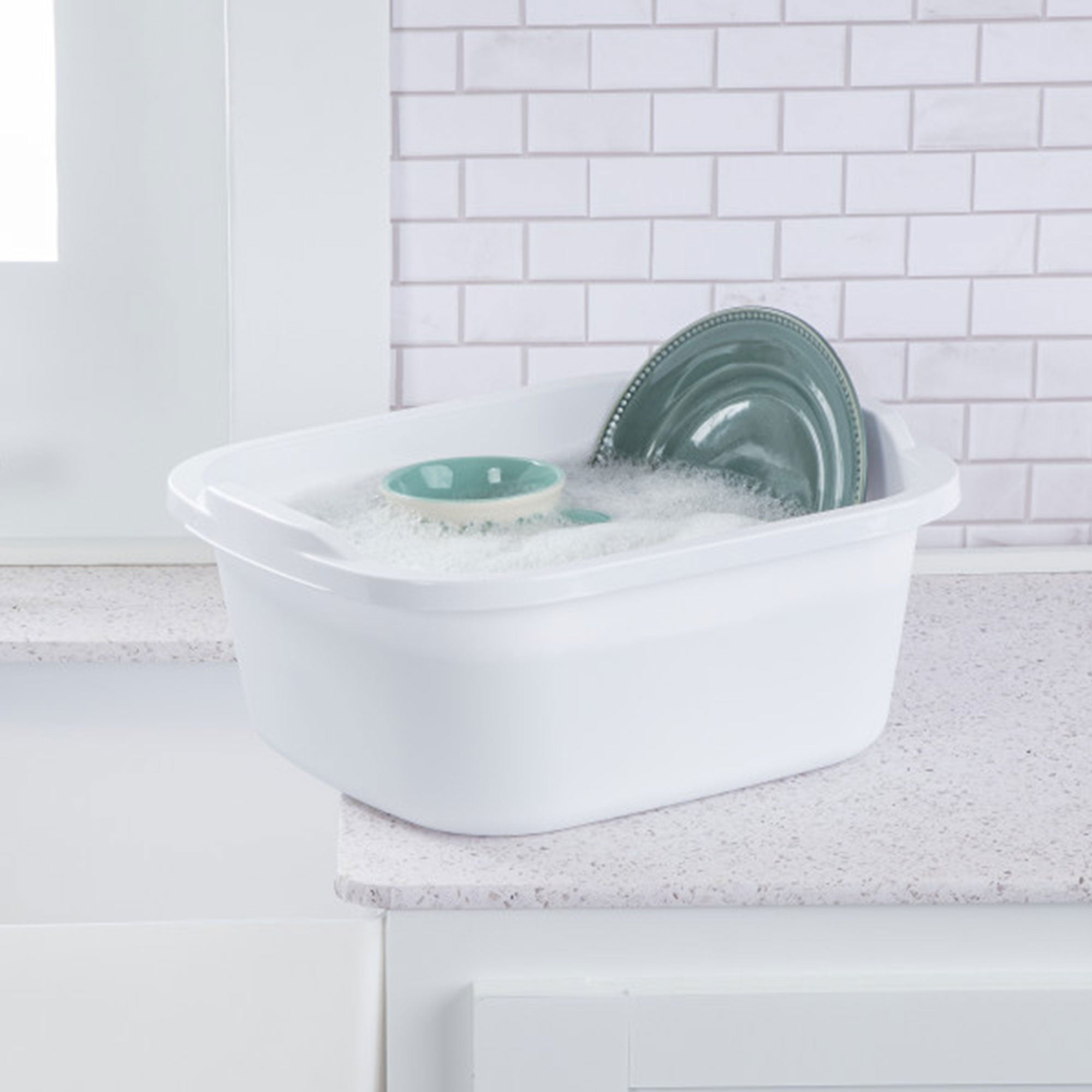 Sterilite Durable Reinforced Plastic 12 Quart Kitchen Dishpan, White (24 Pack) - VMInnovations