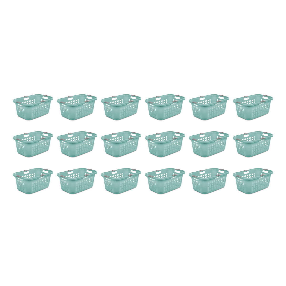 Sterilite Ultra 2 Bushel Plastic Stackable Laundry Basket Bin, Aqua (18 Pack)
