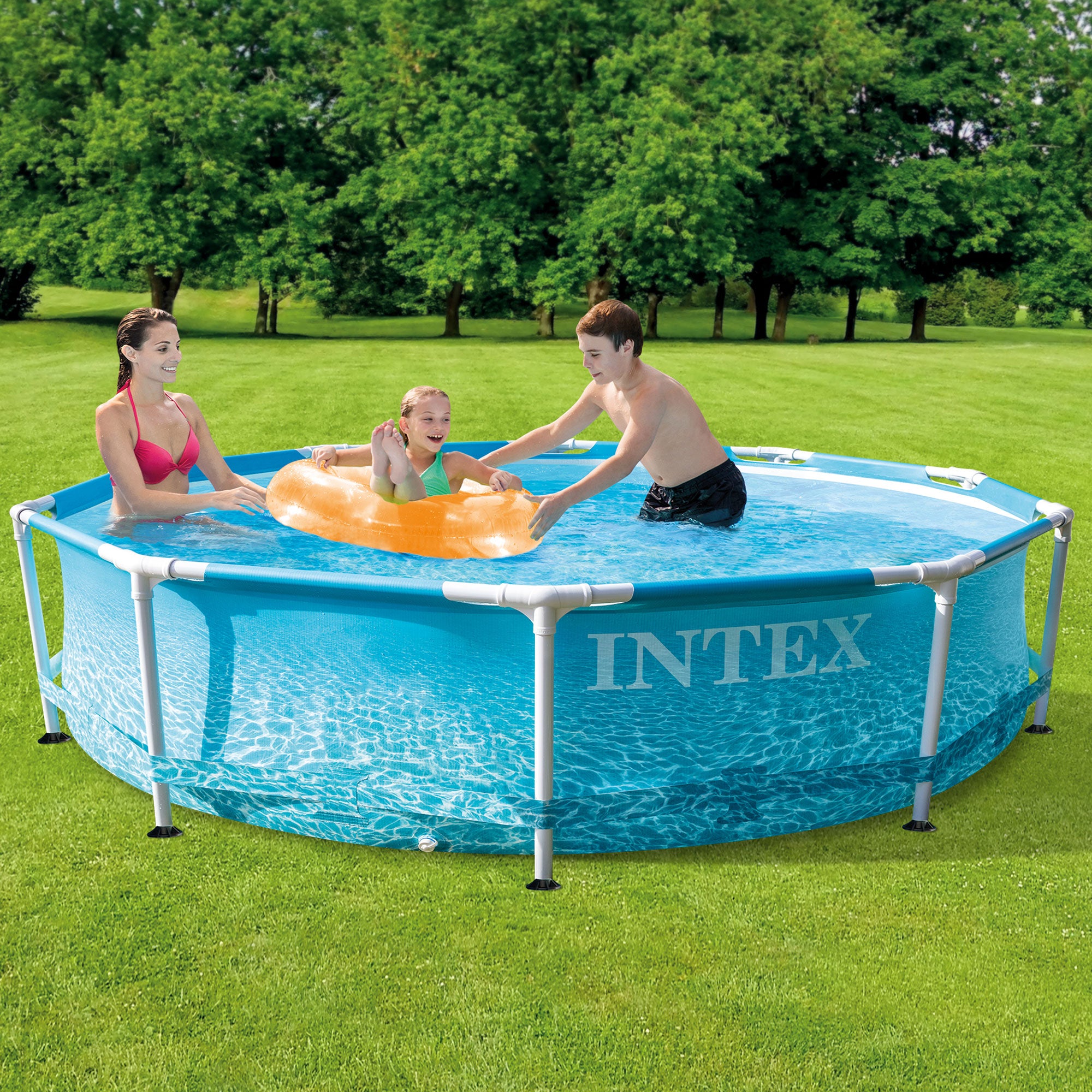 Intex 28207EH 10' x 30" Steel Metal Frame Beachside Swimming Pool Kit with Pump - VMInnovations