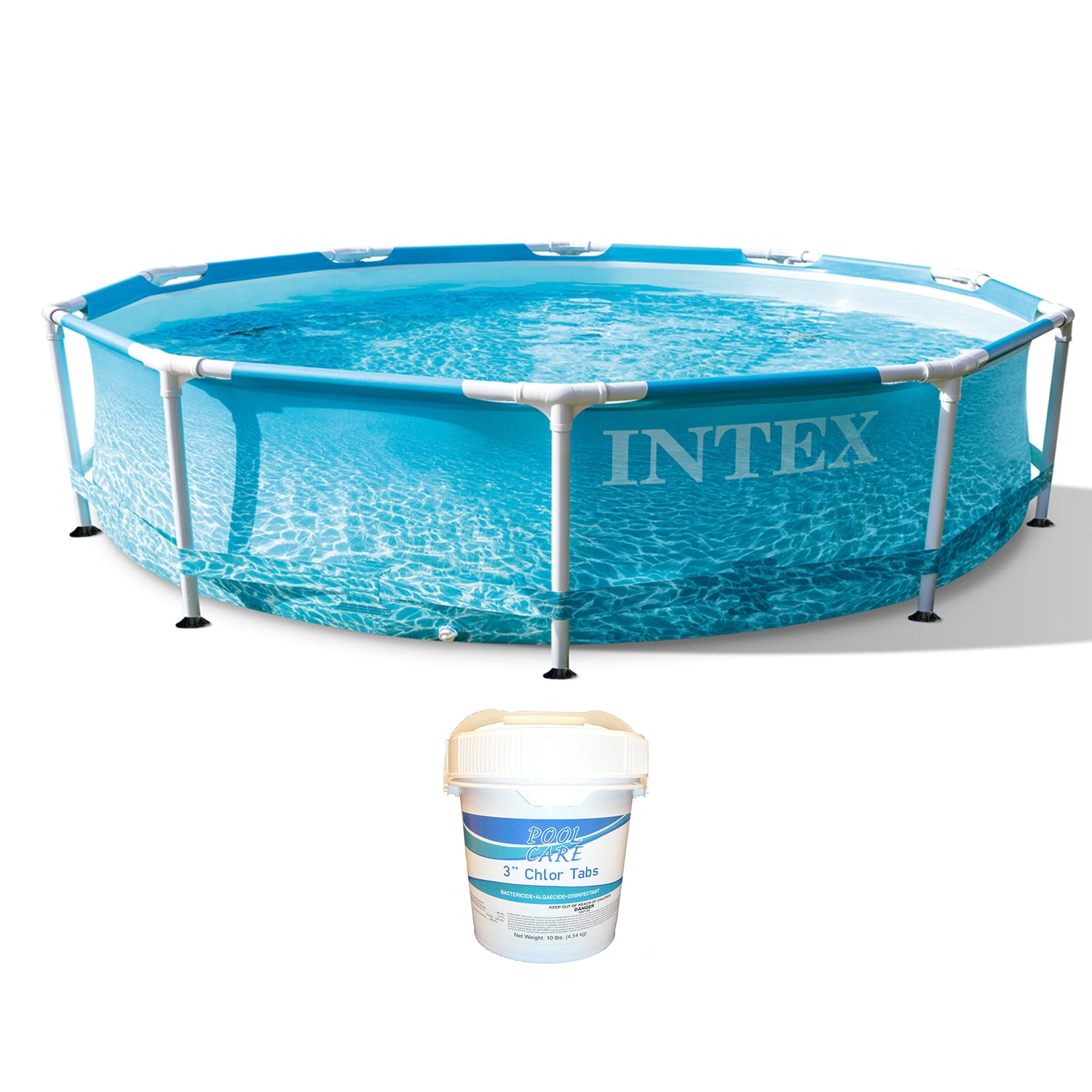Intex 28206EH 10' x 30" Above Ground Frame Swimming Pool w/ Chlorine Tabs, 10 Lb - VMInnovations