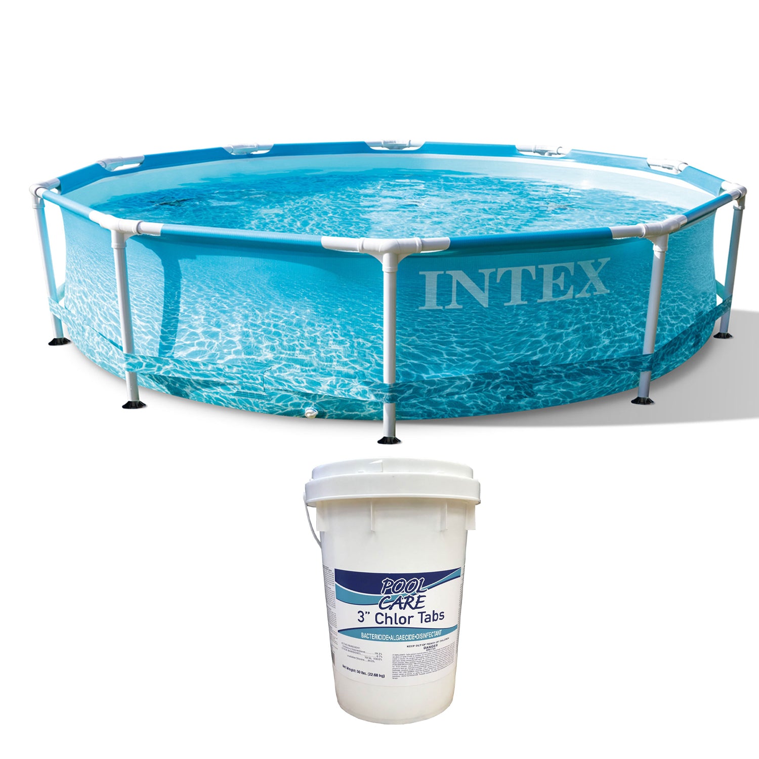 Intex 28206EH 10' x 30" Above Ground Frame Swimming Pool w/ Chlorine Tabs, 50 Lb - VMInnovations