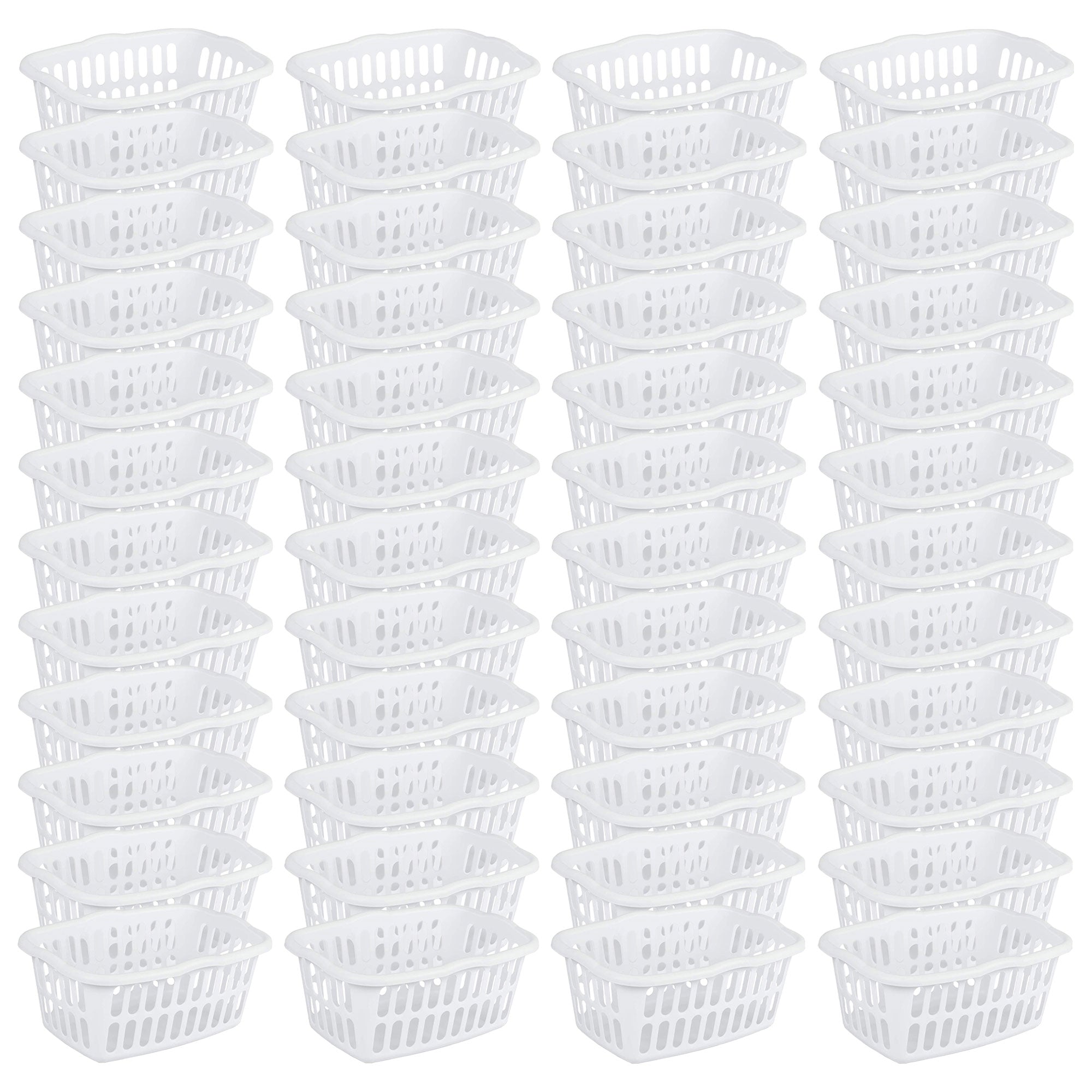 Sterilite 1.5 Bushel Plastic Stackable Clothes Laundry Basket, White (48 Pack)