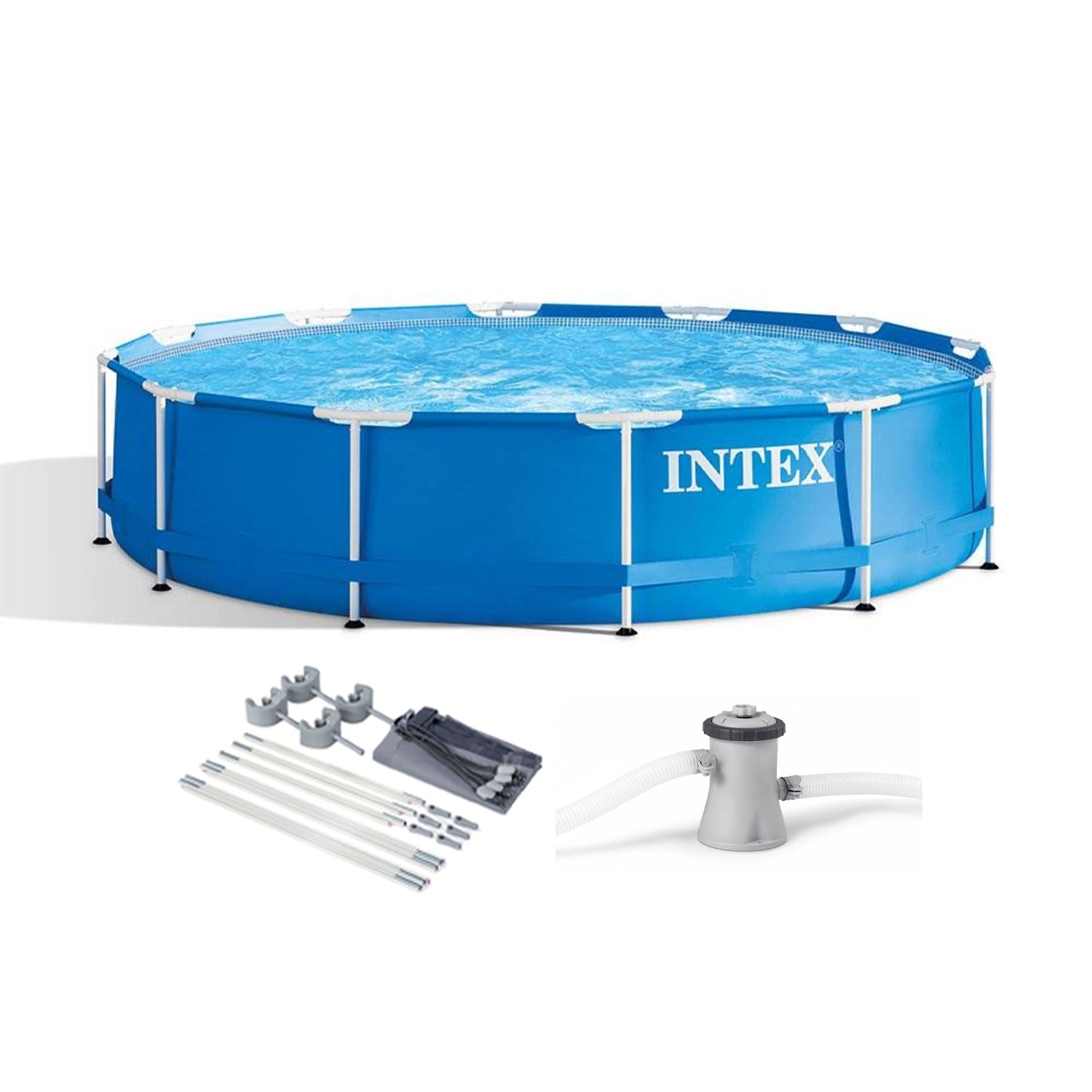 Intex 28211EH 12' x 30" Metal Frame Above Ground Swimming Pool kit with Canopy - VMInnovations