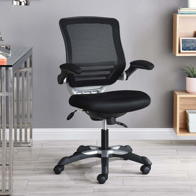 Modway Edge Vinyl Office Chair, Adjustable from 18.5-22" High, Black (Open Box)