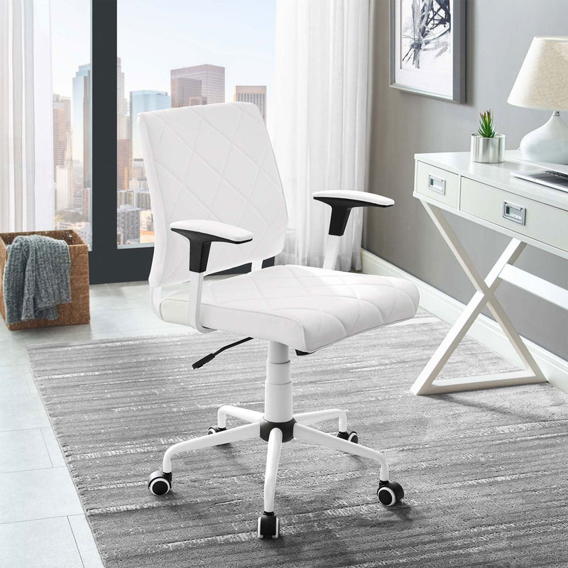 Modway Lattice Vinyl Office Chair, Adjustable from 18 to 21 Inches High, White