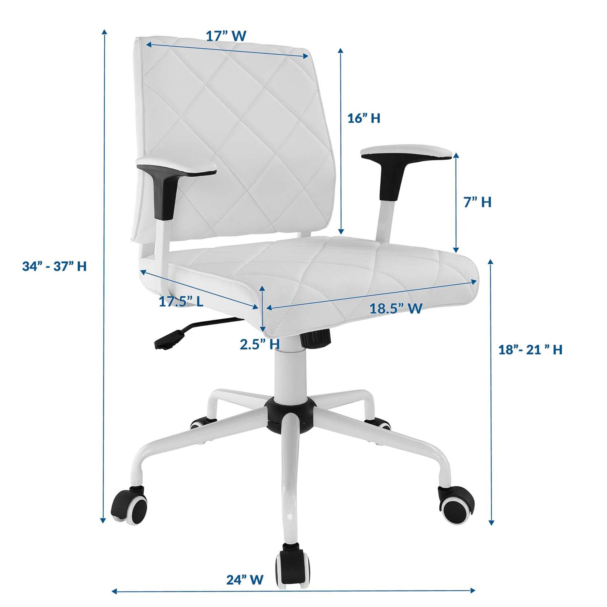 Modway Lattice Vinyl Office Chair, 18 to 21 Inches High, White (For Parts)