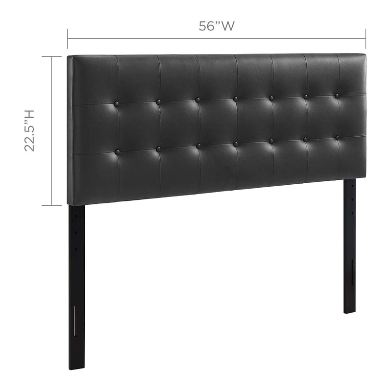 Modway Emily Adjustable Upholstered Tufted Faux Leather Headboard, Full, Black