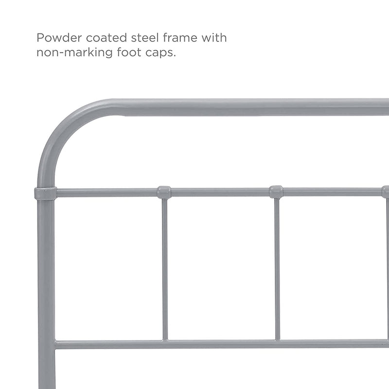Modway Serena Metal Stainless Steel Adjustable Height Headboard, Full, Gray