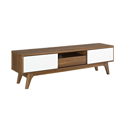 Modway Envision 59 Inch TV Stand, Mid Century Entertainment Center, Walnut White