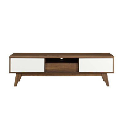 Modway Envision 59 Inch TV Stand, Mid Century Entertainment Center, Walnut White