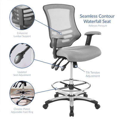 Modway Calibrate Mesh Office Chair, Adjustable from 19.5 to 24 Inches High, Gray