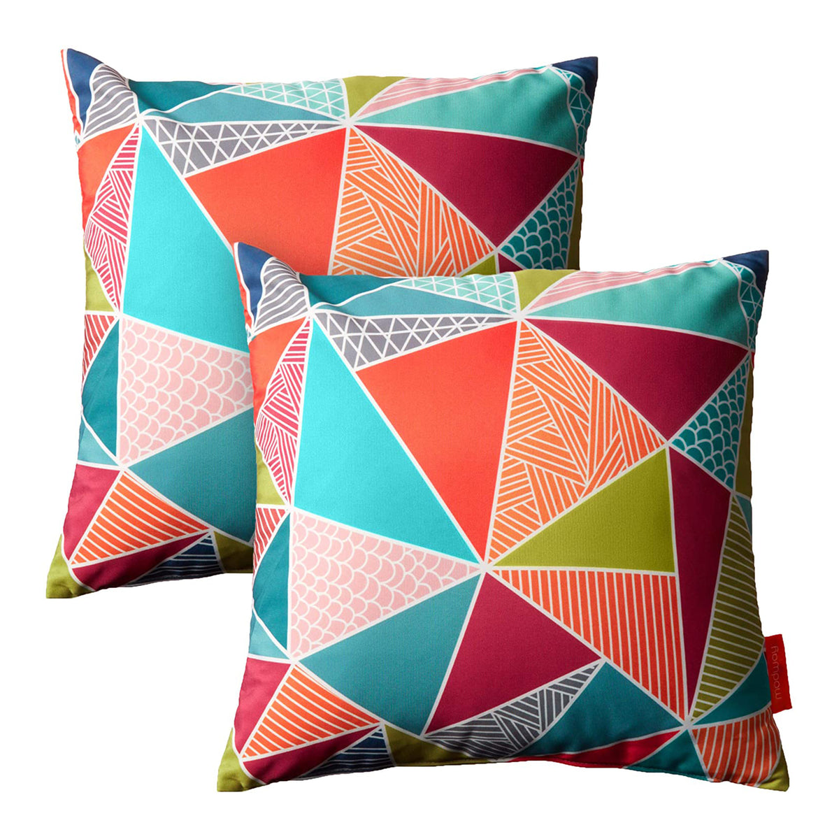 Modway 17.5 Inch Modern Outdoor Comfortable Patio Pillow Set, 2 Piece, Mosaic
