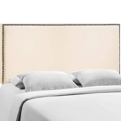 Modway Region Nailhead Adjustable Linen Upholstered Headboard, Queen, Ivory