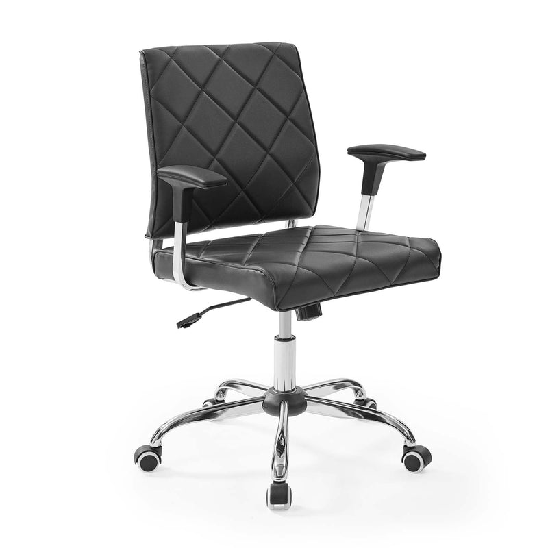 Modway Lattice Vinyl Office Chair, Adjustable from 18 to 21 Inches High, Black