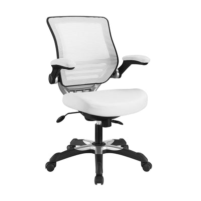 Modway Edge Vinyl Office Chair, Adjustable from 17.5 to 21 Inches High, White