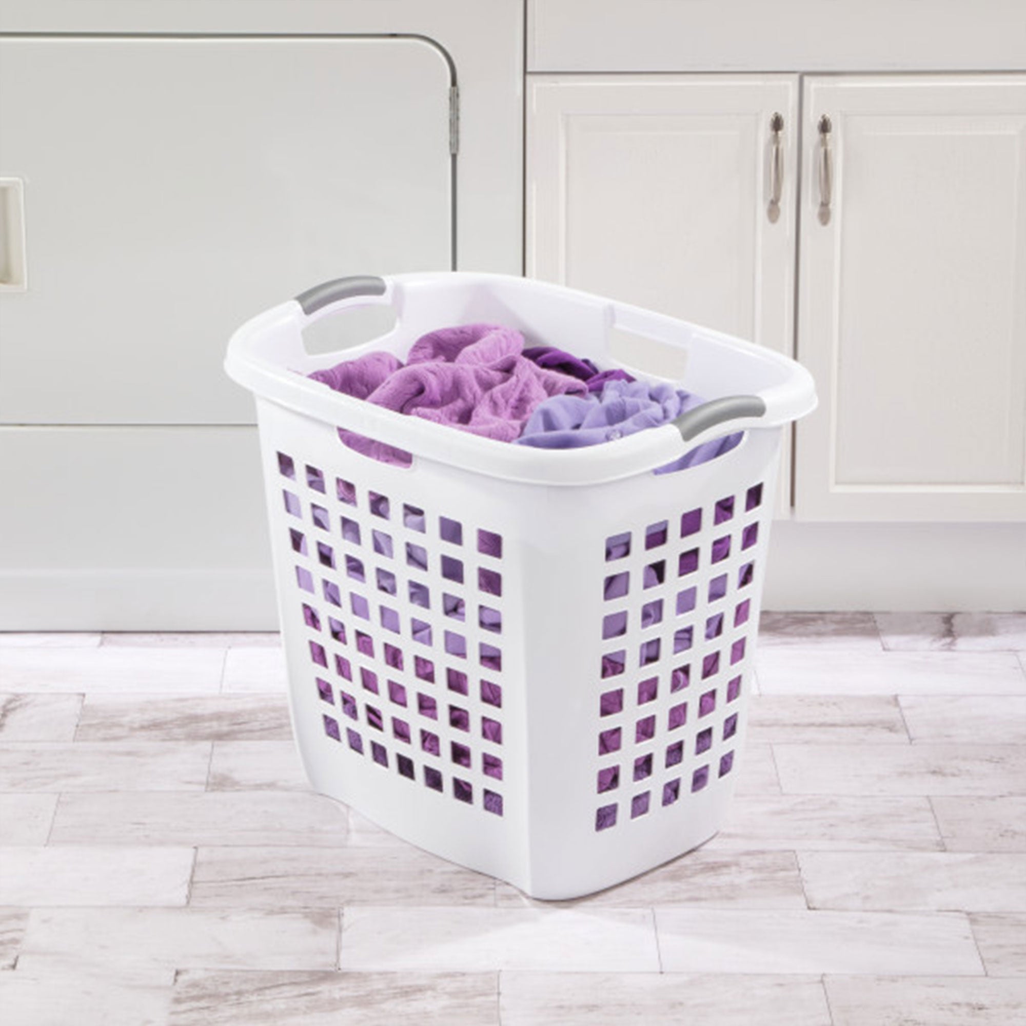 Sterilite Ultra Easy Carry Dirty Clothes Laundry Basket Hamper, White (8 Pack) - VMInnovations