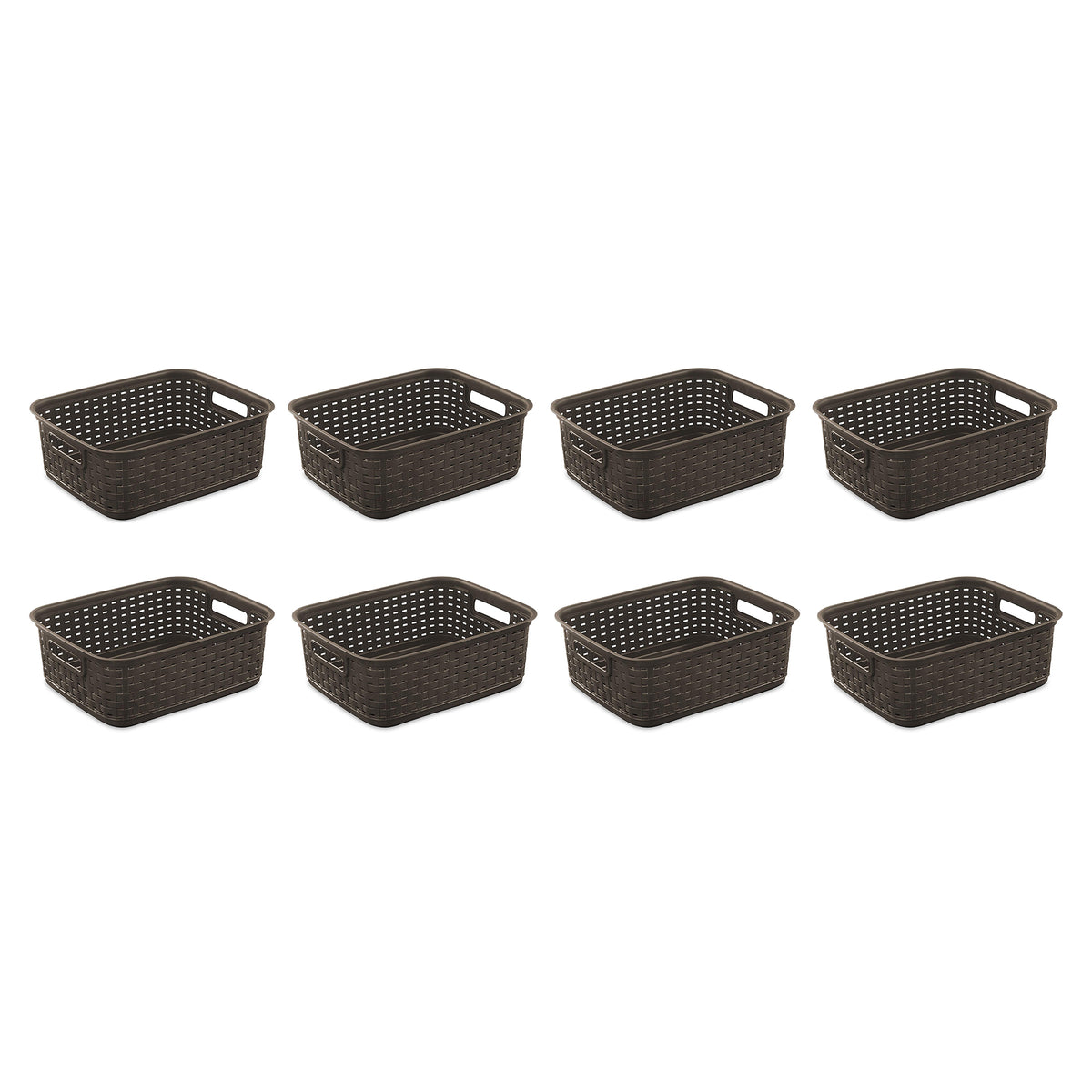 Sterilite 11 Inch Small Weave Storage Organizer Basket Tote, Espresso (24 Pack)
