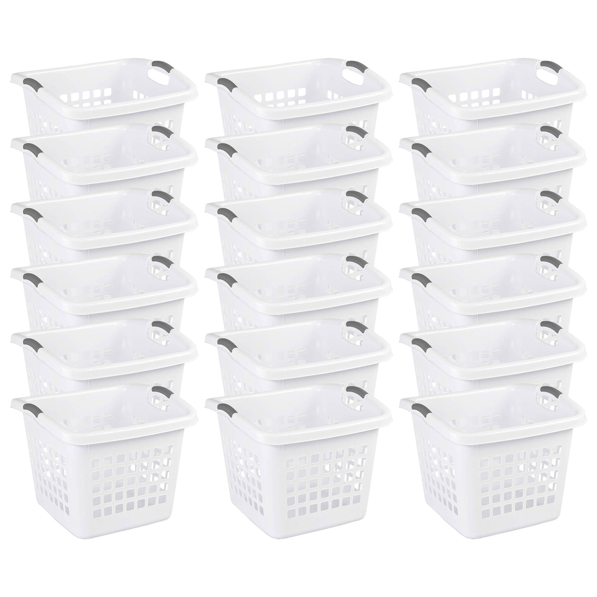 Sterilite Ultra 1.75 Bushel Plastic Laundry Basket Hamper w/ Handles (18 Pack)