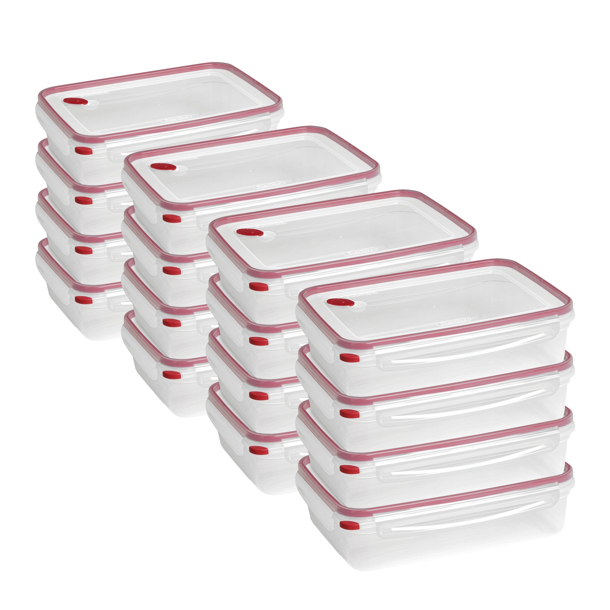 Sterilite 03426604 16 Cup Rectangle UltraSeal Food Storage Container, Red 16 Ct - VMInnovations