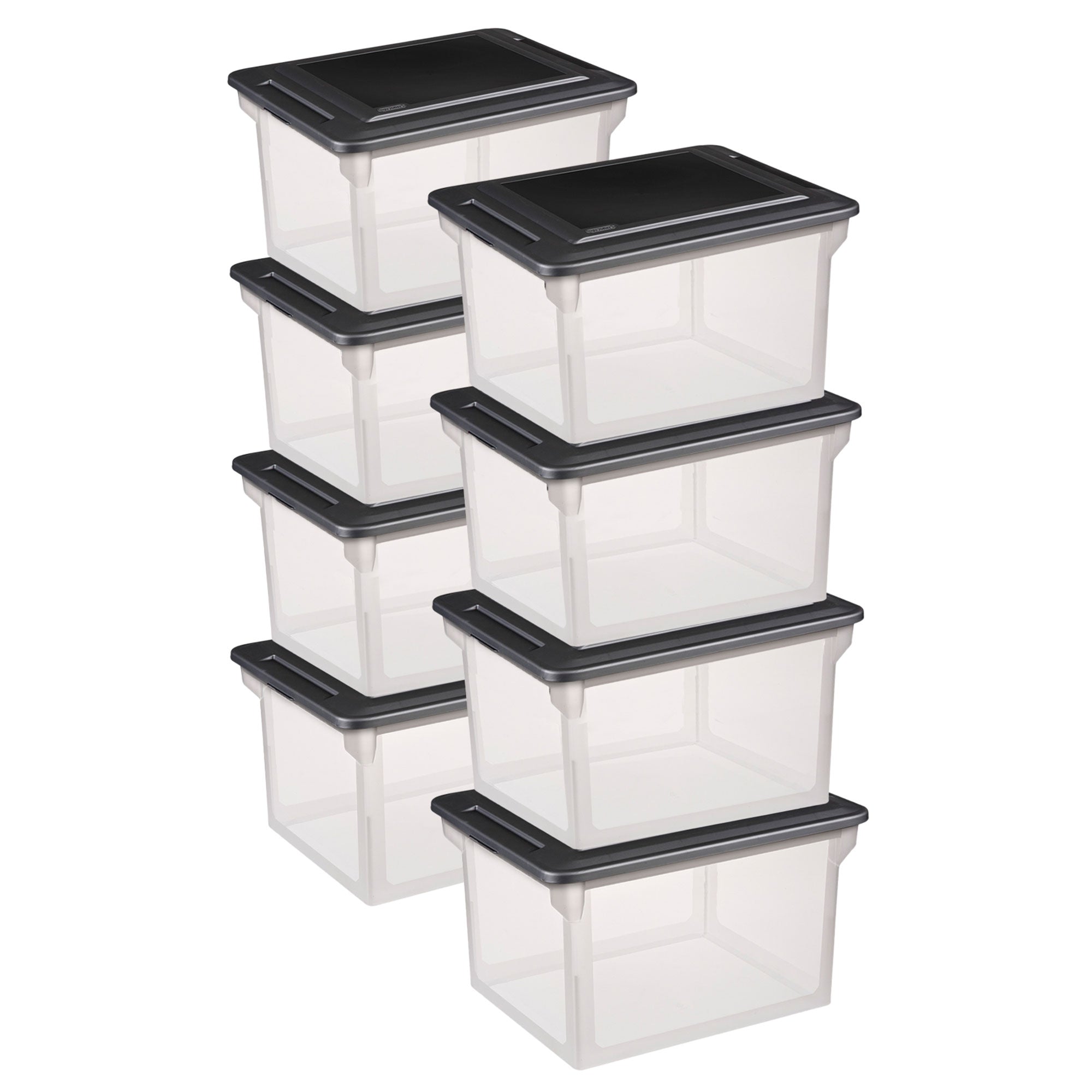 Sterilite File Box, Clear Bankers Box, Organizer Storage Tote w/ Lid (8 Pack) - VMInnovations