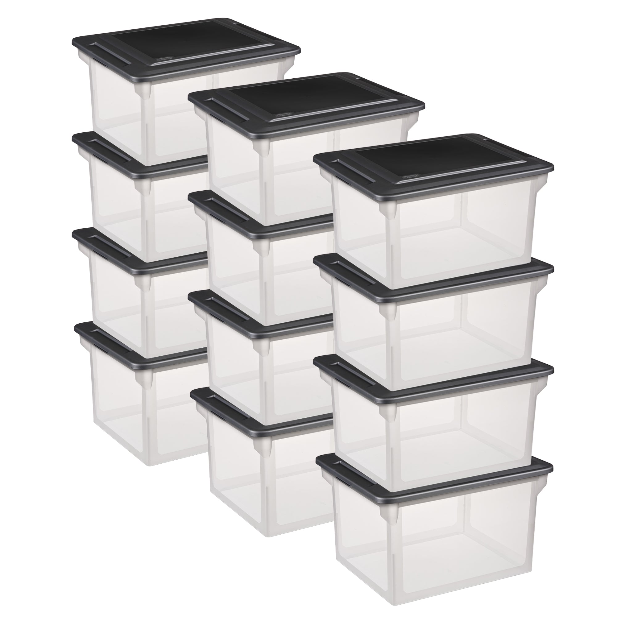 Sterilite 18689004 Versatile Clear Organizing Storage File Box w/ Lid (12 Pack) - VMInnovations