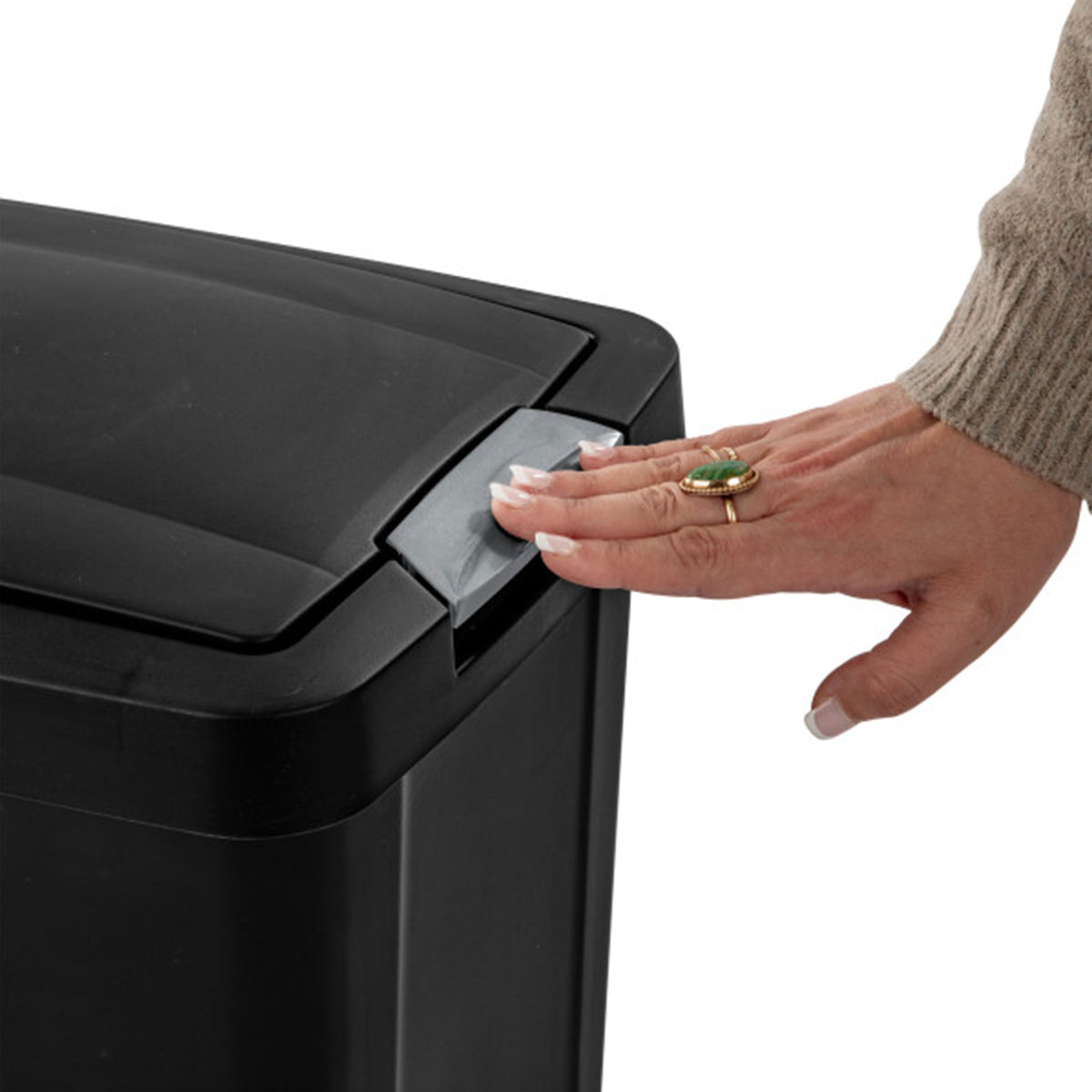 Sterilite 7.5 Gallon TouchTop Wastebasket with Titanium Latch, Black (8 Pack)