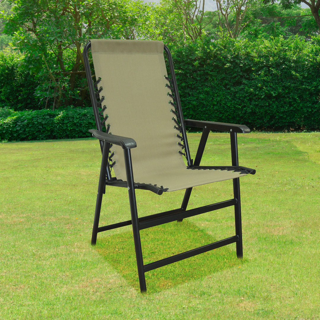 Caravan Canopy Infinity Suspension Portable Folding Sports Chair, Regular, Beige - VMInnovations
