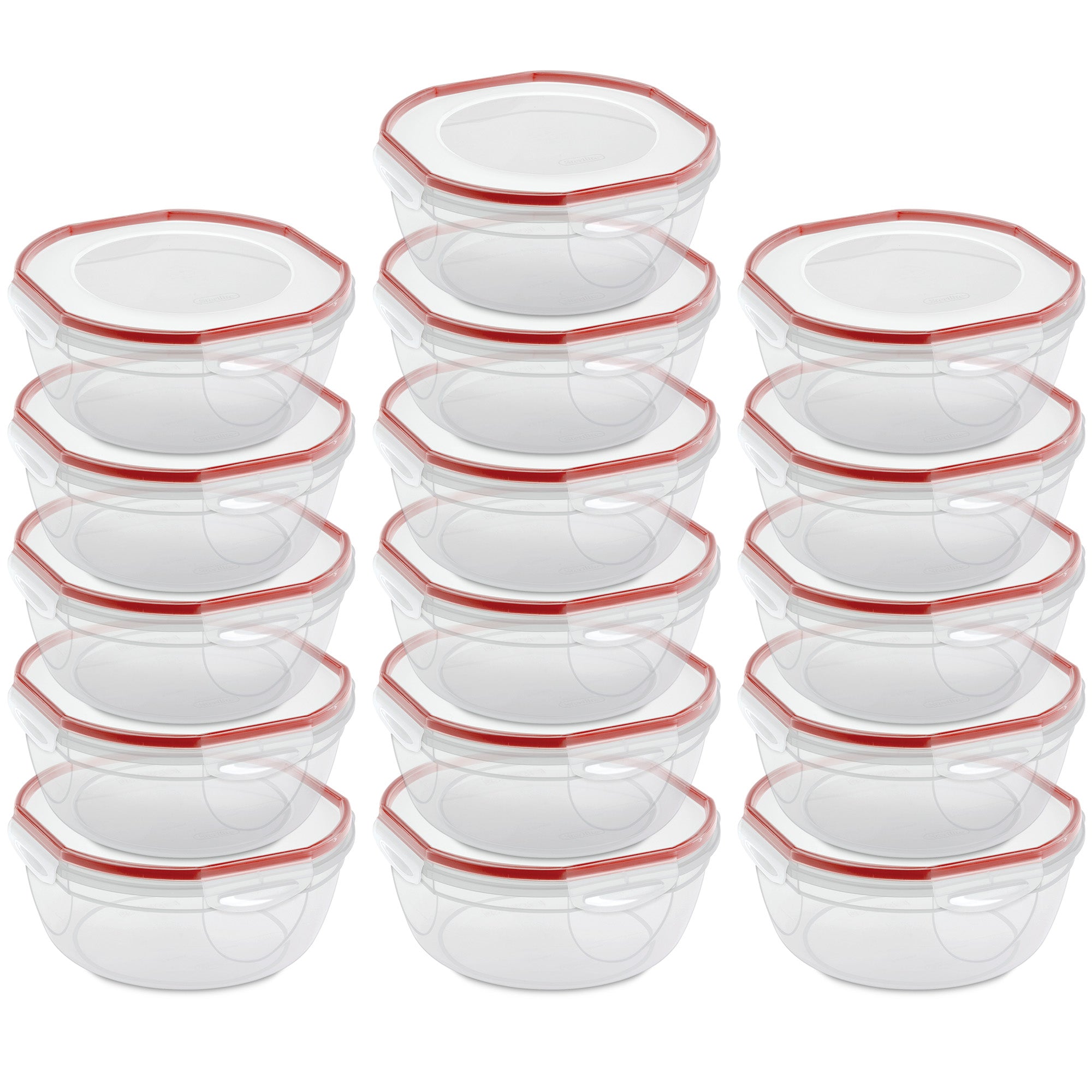 Sterilite Ultra Seal 4.7 Qt Plastic Food Storage Bowl Container w/ Lid (16 Pack)