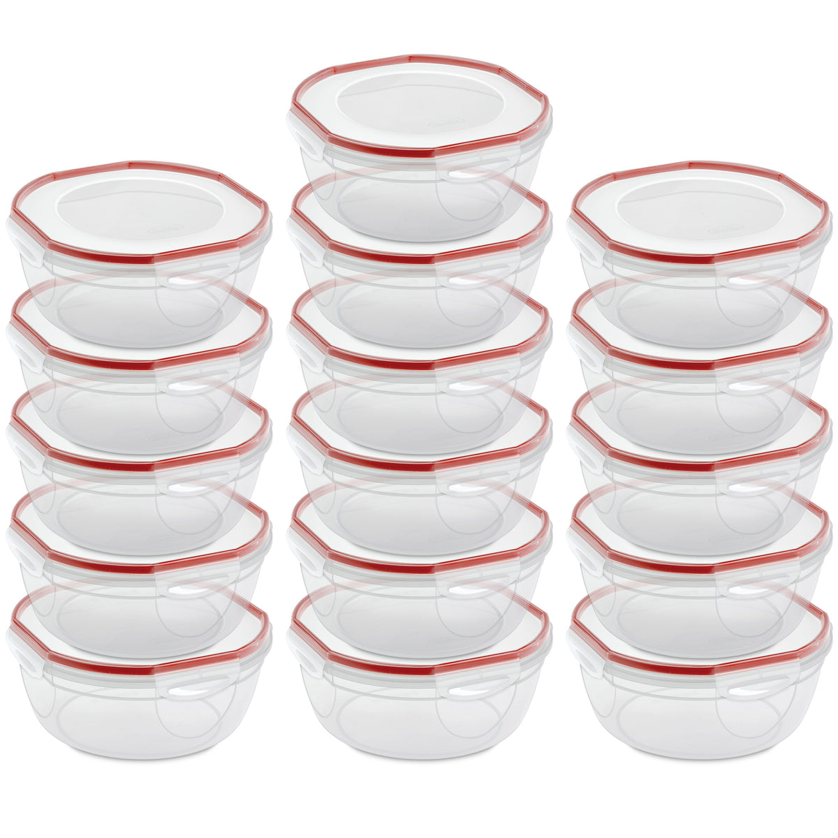 Sterilite Ultra Seal 4.7 Qt Plastic Food Storage Bowl Container w/ Lid (16 Pack)
