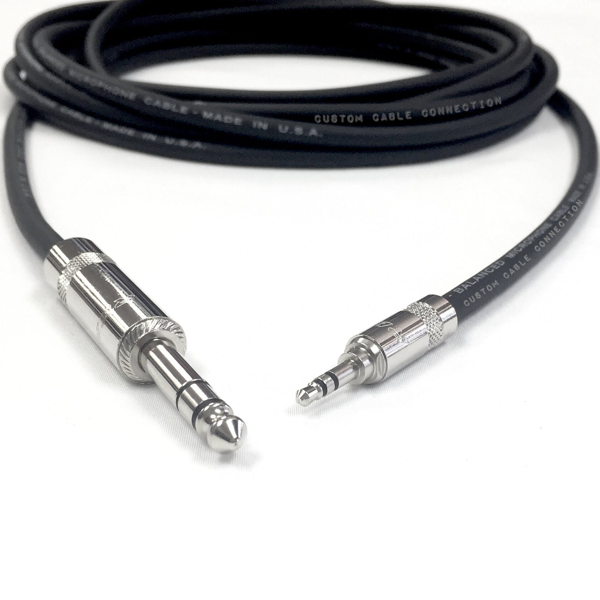 Custom Cable Connection 100 Foot 3.5MM to 0.25" TRS Stereo Audio Balanced Cable