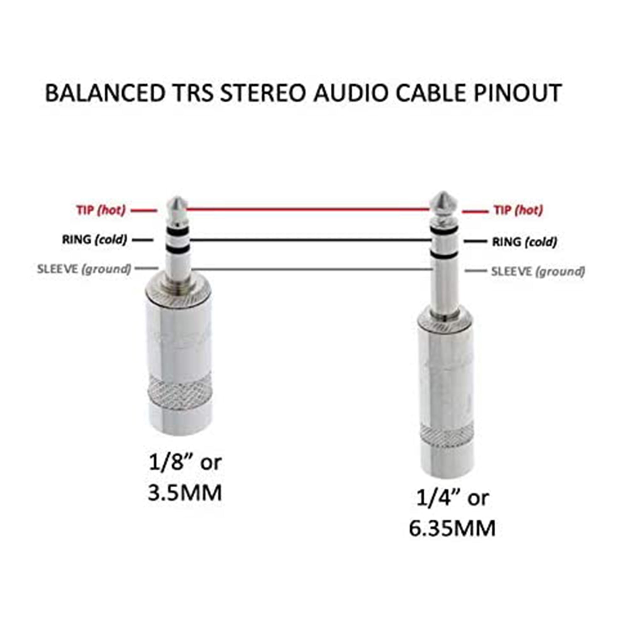 Custom Cable Connection 100 Foot 3.5MM to 0.25" TRS Stereo Audio Balanced Cable
