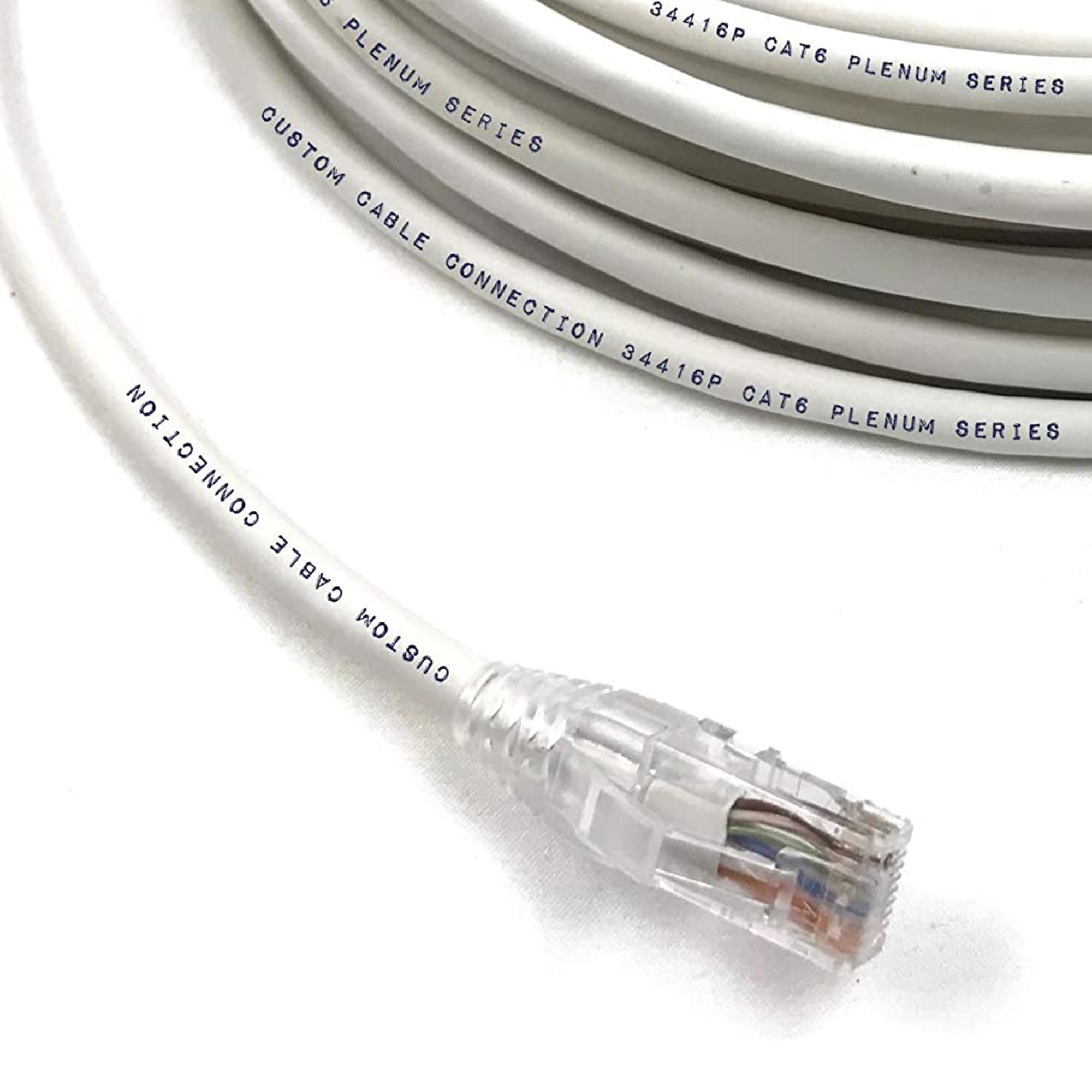 Custom Cable Connection 50 Foot 550 MHz Cat 6 Ethernet Patch Plenum Cable, White