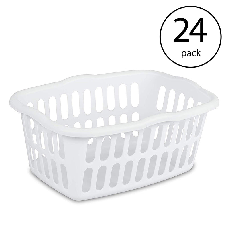 Sterilite 1.5 Bushel Plastic Clothes Laundry Basket Bin, Assorted (24 Pack)