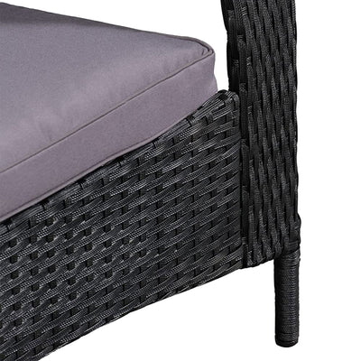 Patioflare Muskoka Outdoor Handwoven Wicker Chair with Dark Gray Cushion, Black