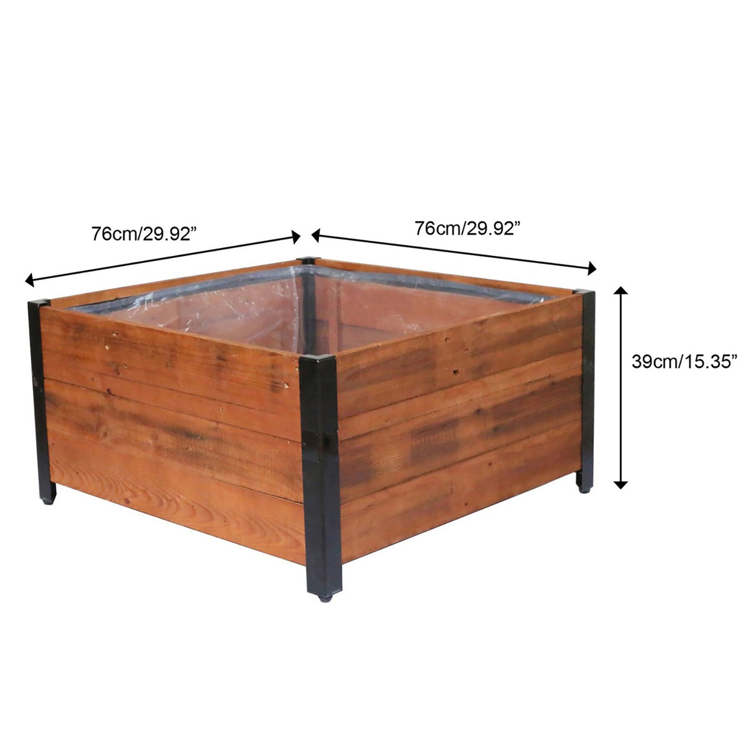 Grapevine 30 Inch Wood Square Urban Garden Raised Planter Box with Liner