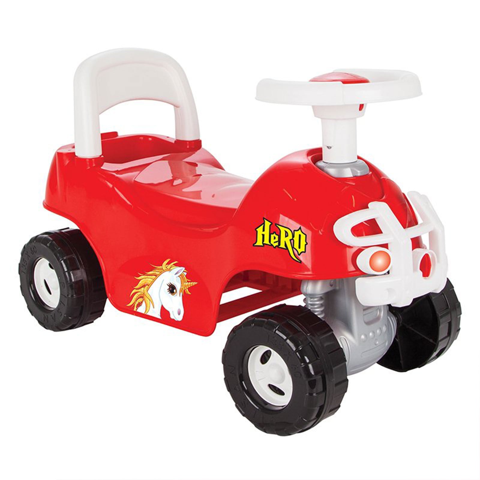 Pilsan Hero ATV Pedalless Ride On Kids Toy w/ Horn for Ages 36 Months & Up, Red - VMInnovations