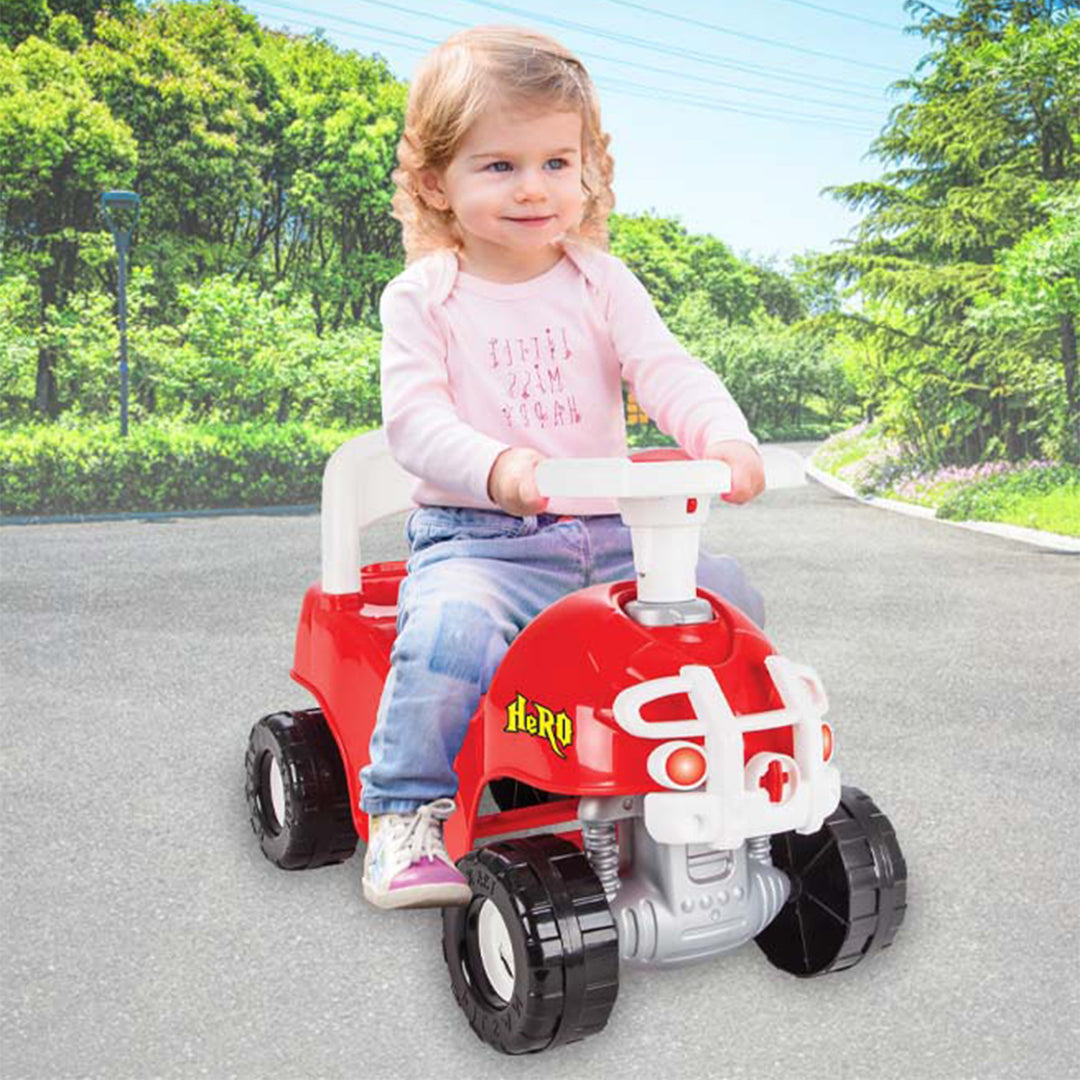 Pilsan Hero ATV Pedalless Ride On Kids Toy w/ Horn for Ages 36 Months & Up, Red - VMInnovations