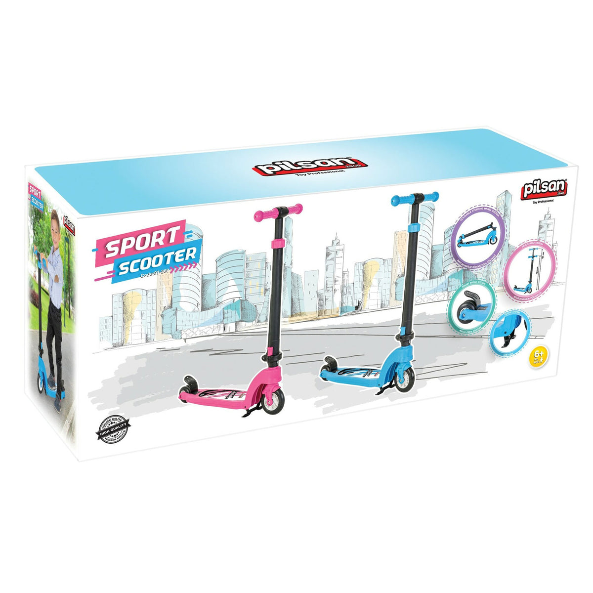 Pilsan 07-360 Outdoor Ride-On Toy Sport Scooter for Ages 6+, Red (Open Box)