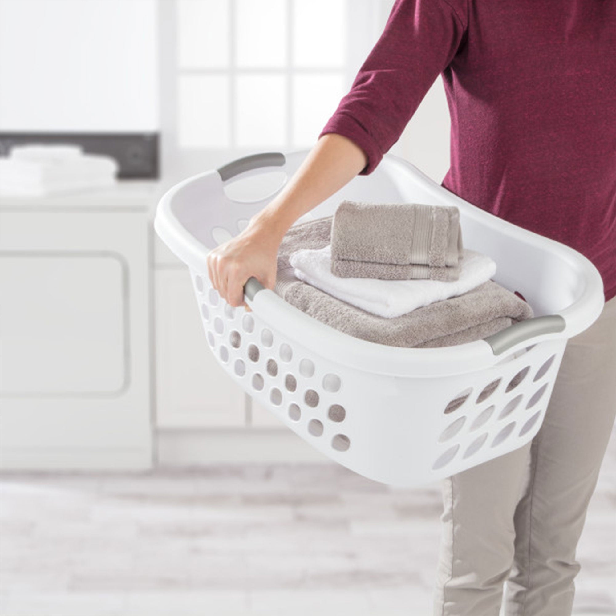 Sterilite Ultra HipHold 1.25 Bushel Plastic Clothes Laundry Basket Bin (12 Pack) - VMInnovations