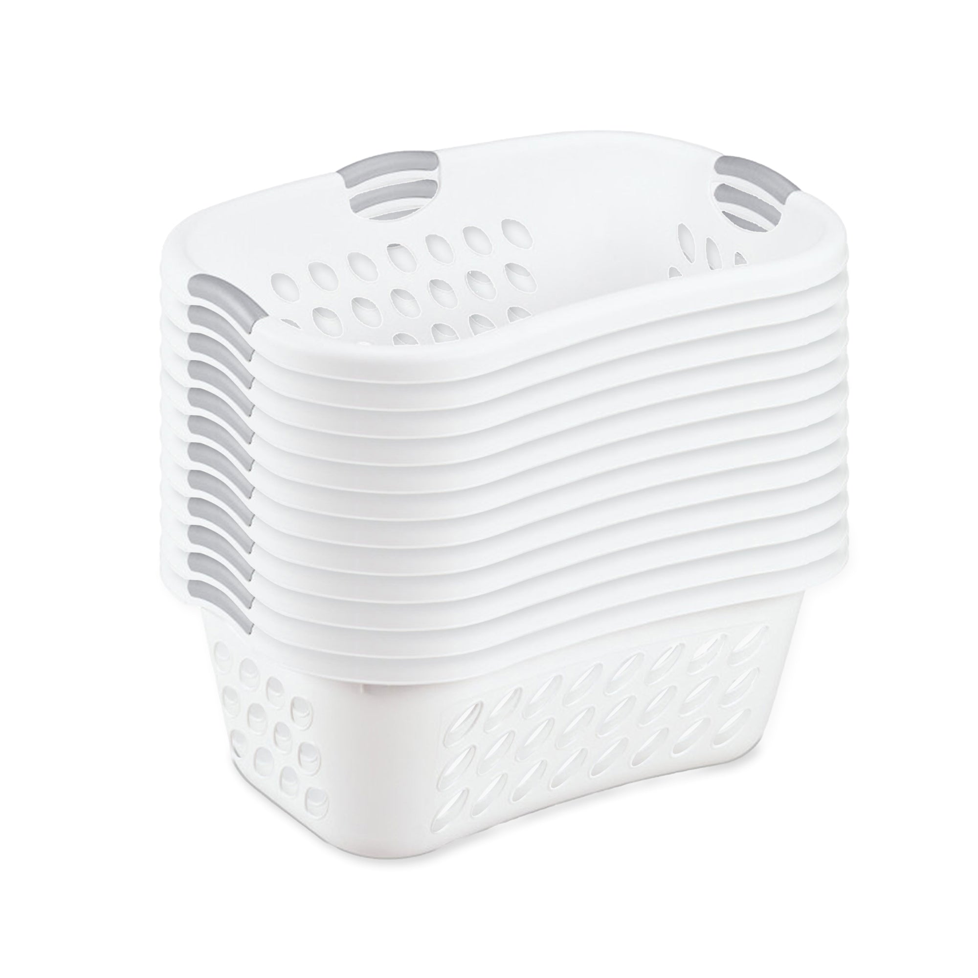 Sterilite Ultra HipHold 1.25 Bushel Plastic Clothes Laundry Basket Bin (12 Pack) - VMInnovations