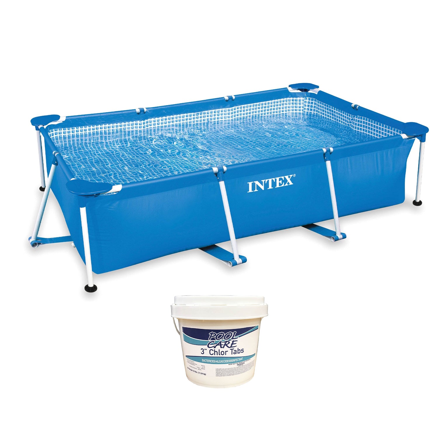 Intex 8.5ft x 26in Frame Above Ground Baby Splash Swimming Pool & Chlorine Tabs