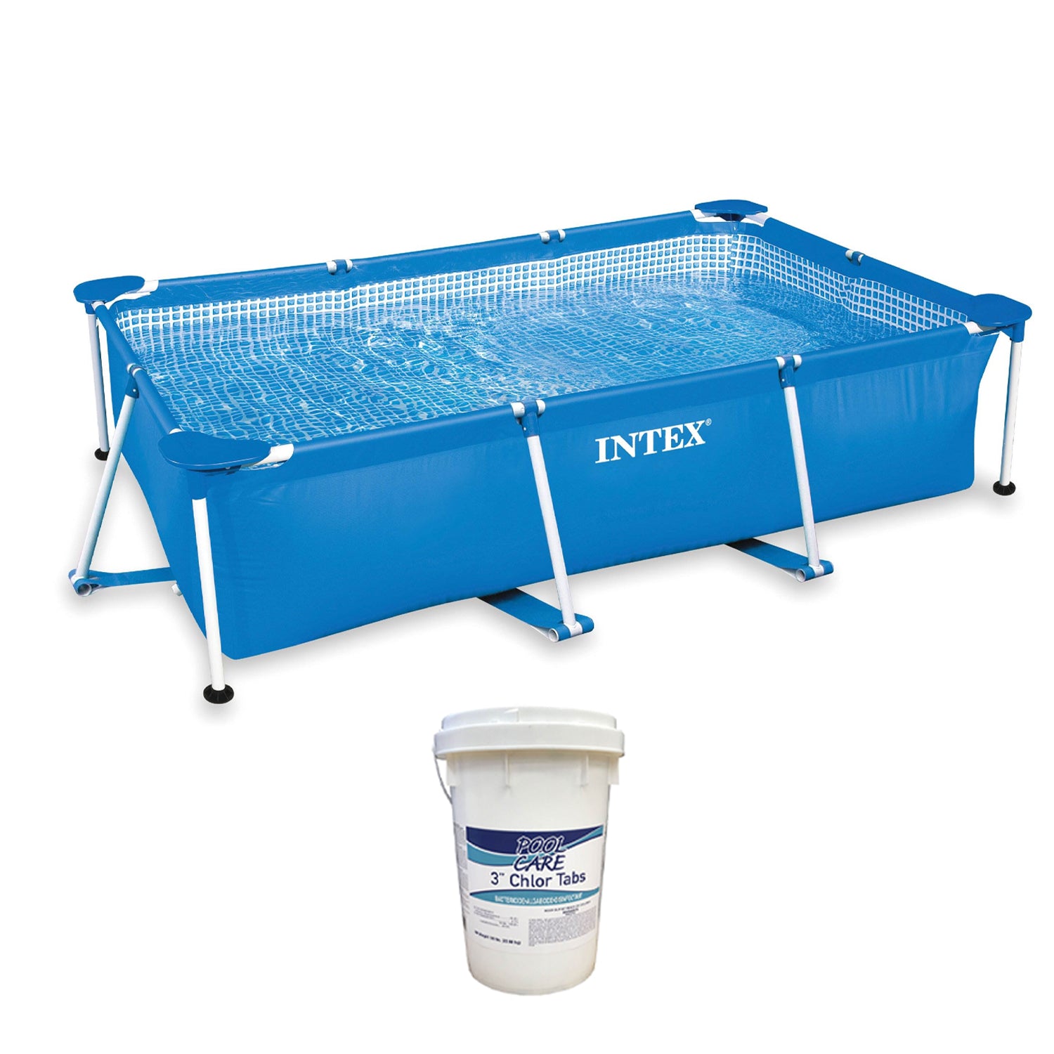 Intex 8.5ft x 26in Frame Above Ground Baby Splash Swimming Pool & Chlorine Tabs