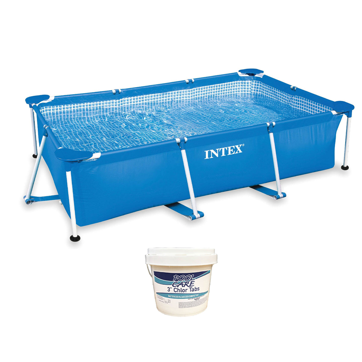 Intex 8.5ft x 26in Frame Above Ground Baby Splash Swimming Pool & Chlorine Tabs