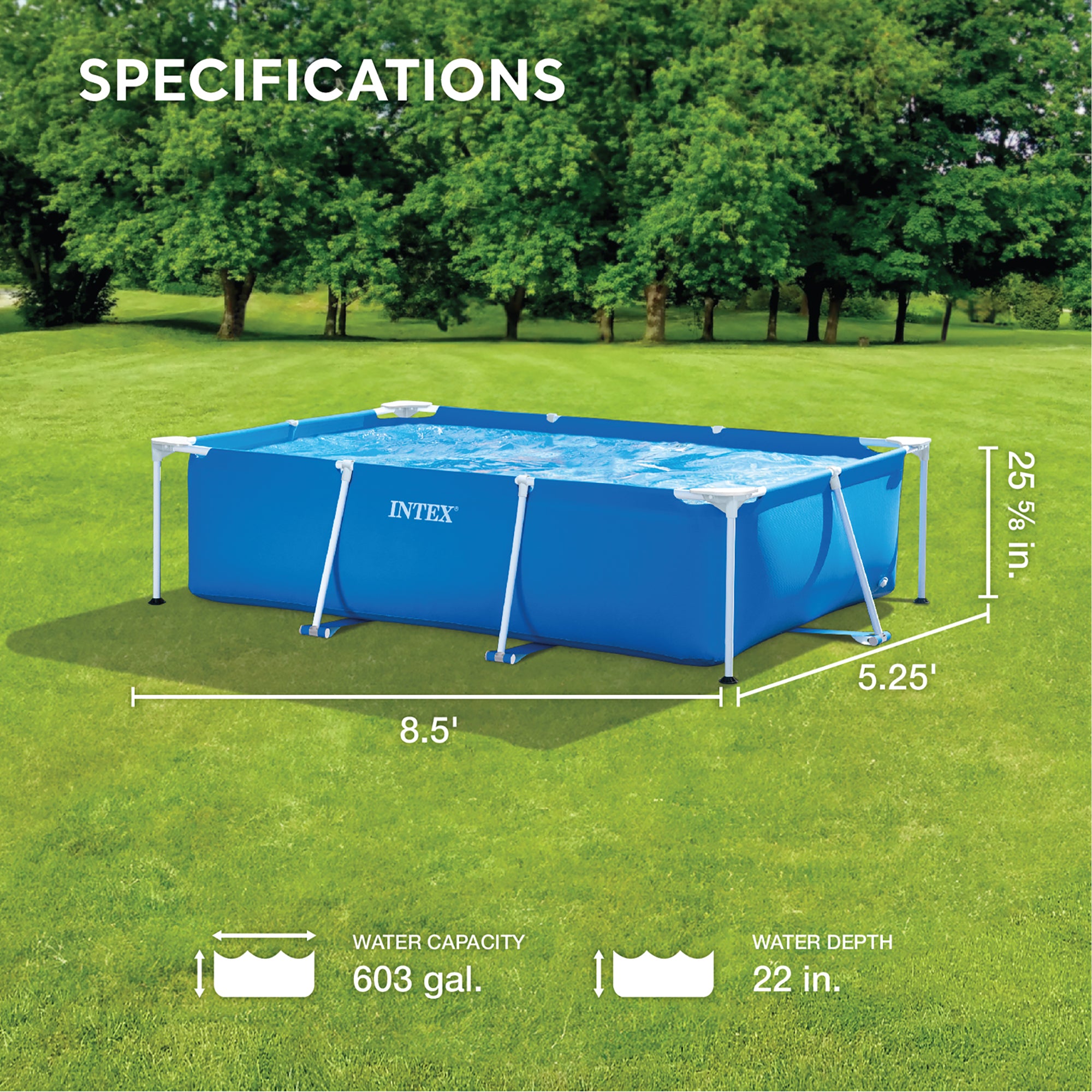 Intex 8.5' x 5.3' x 26" Frame Above Ground Swimming Pool & 1000 GPH Pool Pump