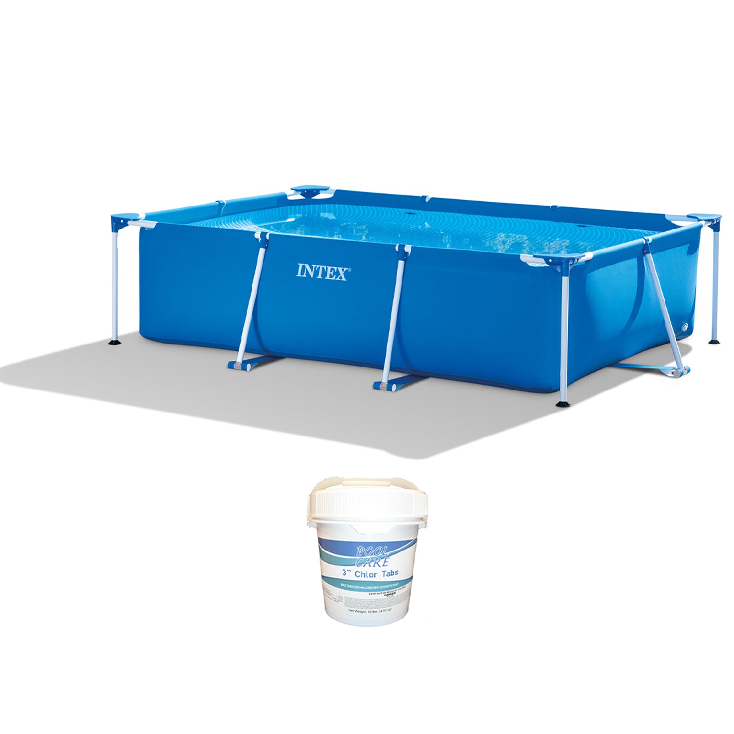 Intex 9.8ft x 29.5in Frame Outdoor Above Ground Swimming Pool & Chlorine Tabs - VMInnovations