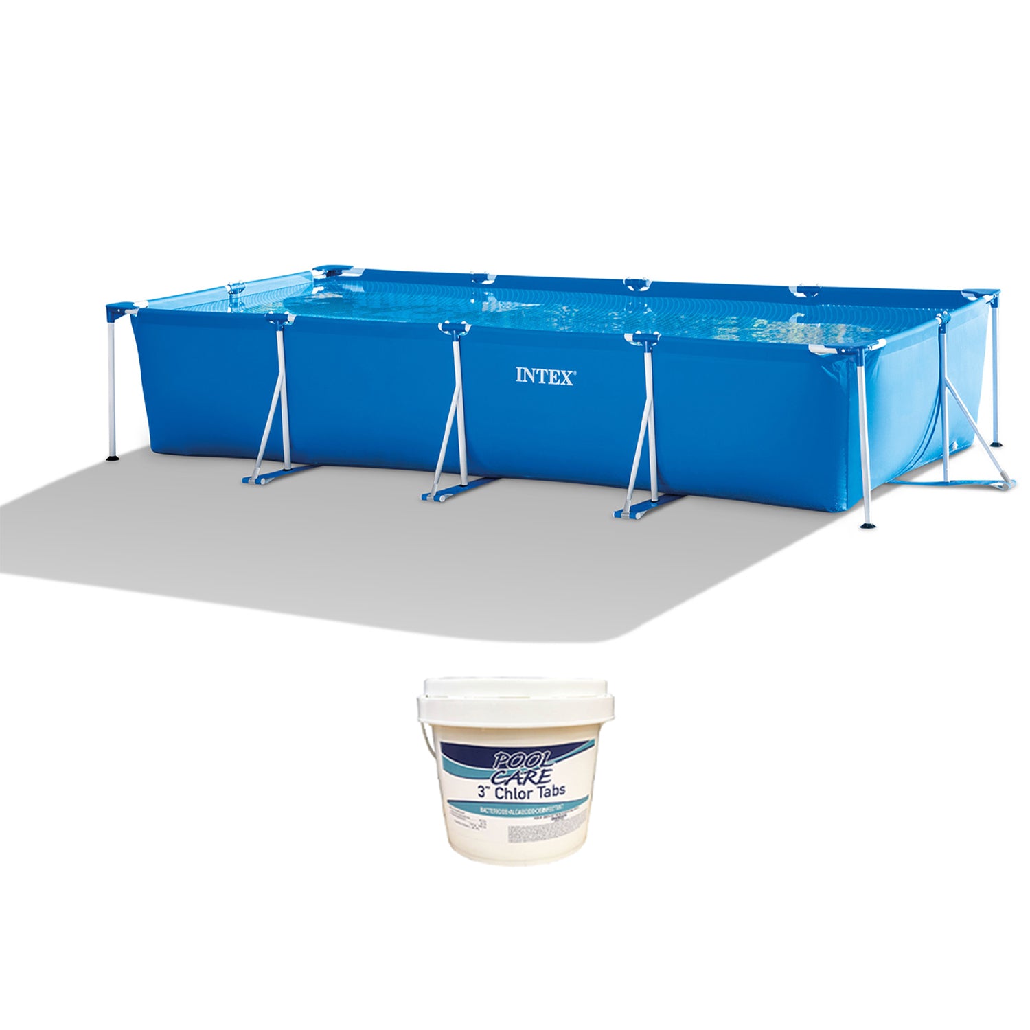 Intex 14.75ft x 33In Frame Outdoor Above Ground Swimming Pool & Chlorine Tabs - VMInnovations