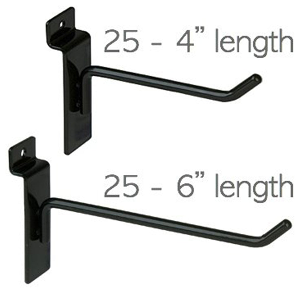 Only Garment Racks Hooks for Slatwall Panels, 4in 25-Pk & 6in 25-Pk (Open Box)