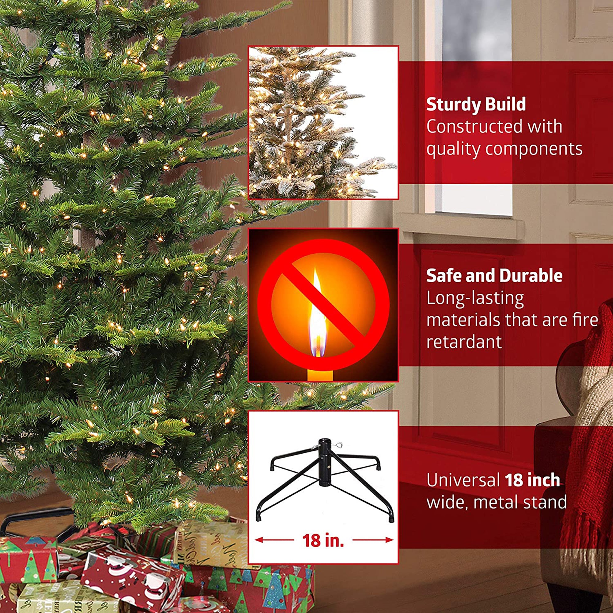Puleo International 7.5' Pre-lit Christmas Tree w/ 700 Clear Lights, Green(Used) - VMInnovations