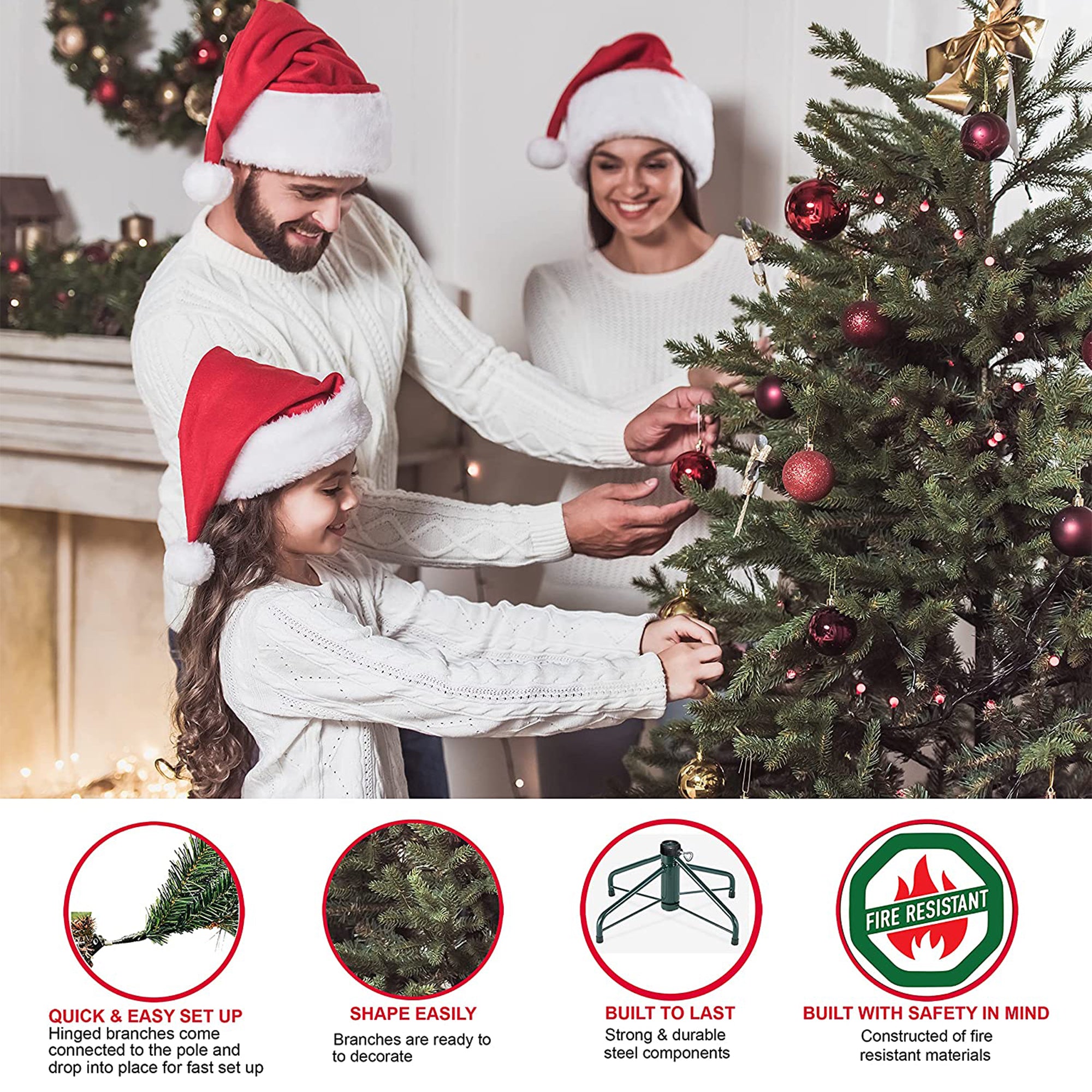 Puleo International 7.5' Pre-lit Christmas Tree w/ 700 Clear Lights, Green(Used) - VMInnovations